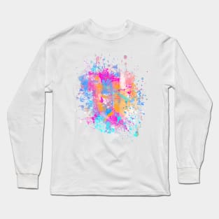 Abstract Vibrant Multicolor Brush Strokes and Splatters 5 Long Sleeve T-Shirt